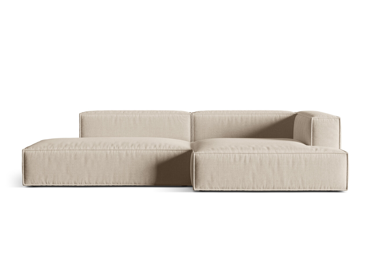 Coltar modular dreapta 4 locuri, Nuria-215, Micadoni Home, 312x147x72 cm, tesatura structurata chenille, bej Colțare